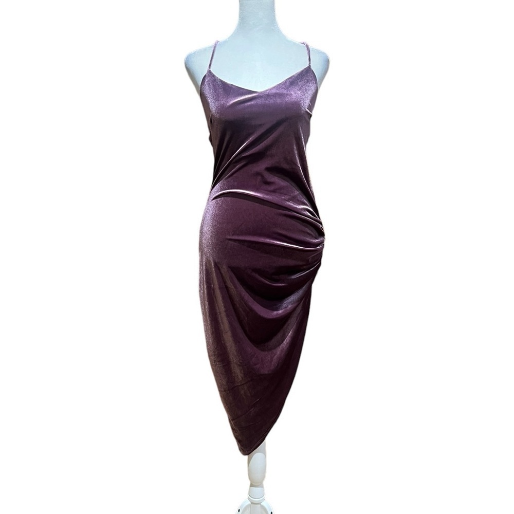 Miley & Molly Purple Velour Sleeveless Fitted Dress Small